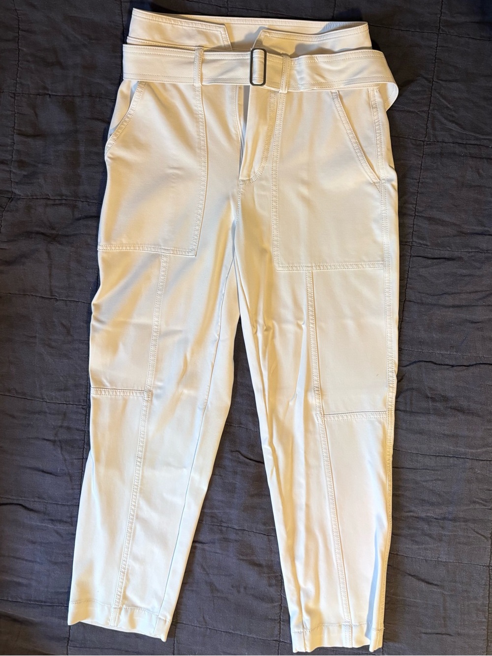 Banana Republic 0P Utility Pants - High Waisted Cream w/ Belt